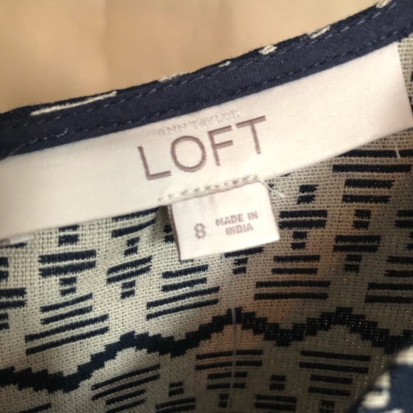 Loft blue & tan jacquard sleeveless midi dress NWT - Picture 4 of 8